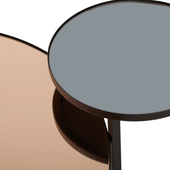 Cusco Smoked Mirror Glass Coffee Table With Black Metal Frame