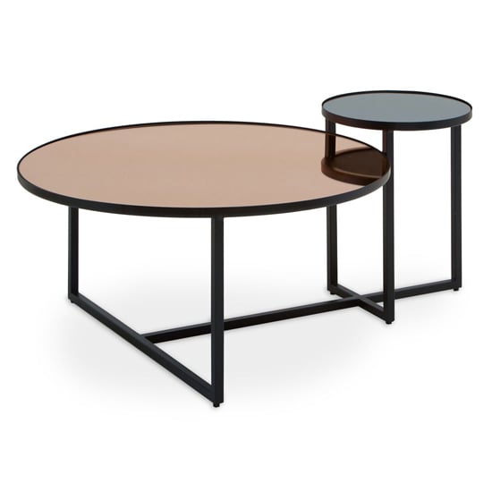 Product photograph of Cusco Smoked Mirror Glass Coffee Table With Black Metal Frame from Furniture in Fashion