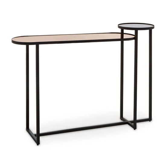 Read more about Cusco smoked mirror glass console table with black metal frame