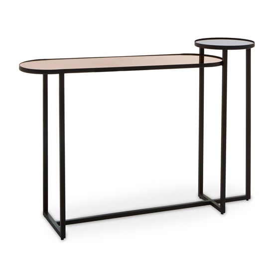 Product photograph of Cusco Smoked Mirror Glass Console Table With Black Metal Frame from Furniture in Fashion