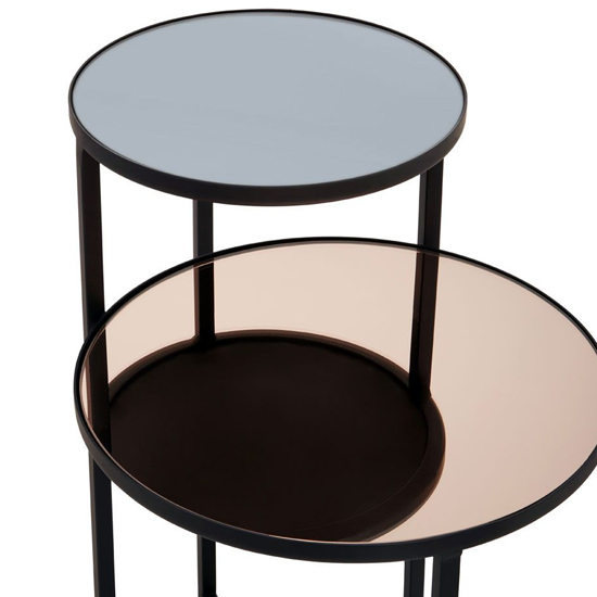 Cusco Smoked Mirror Glass Side Table With Black Metal Frame