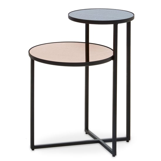 Product photograph of Cusco Smoked Mirror Glass Side Table With Black Metal Frame from Furniture in Fashion