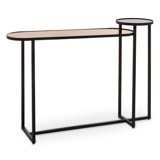 Cusco Smoked Mirror Glass Top Console Table With Black Frame