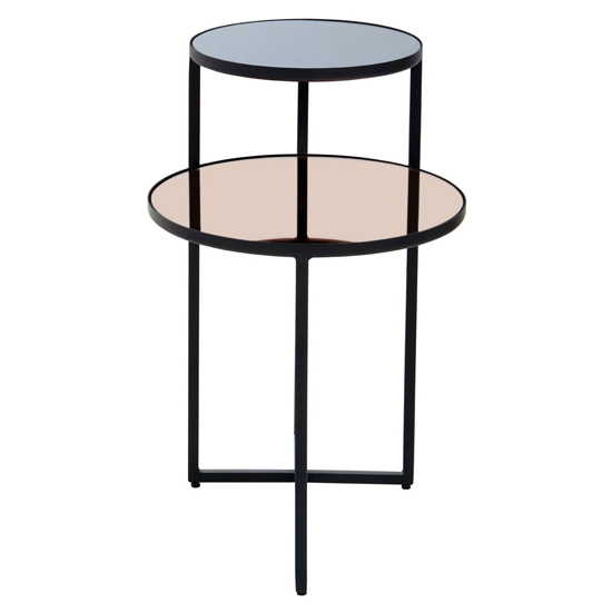 Cusco Smoked Mirror Glass Top Side Table With Black Frame_3