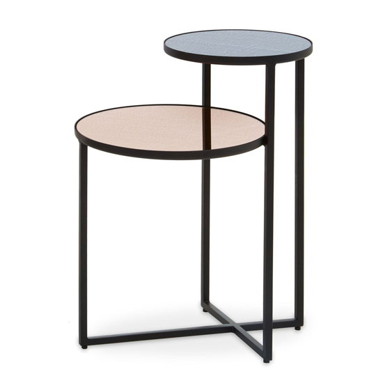 Cusco Smoked Mirror Glass Top Side Table With Black Frame_1