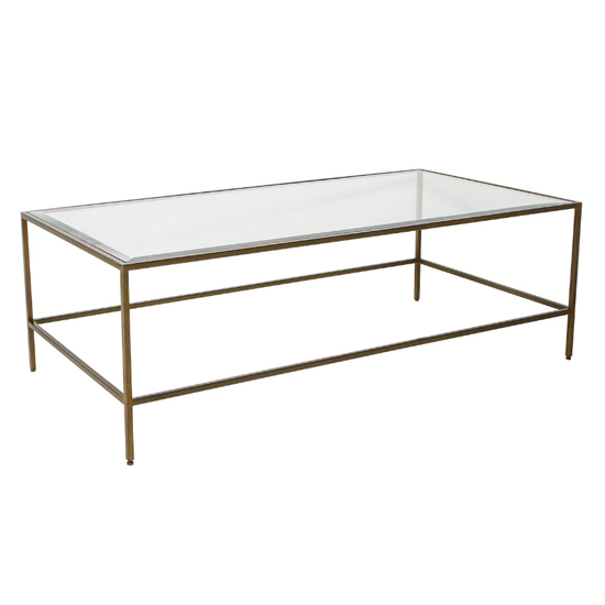 Custer Clear Glass Coffee Table With Bronze Metal Frame