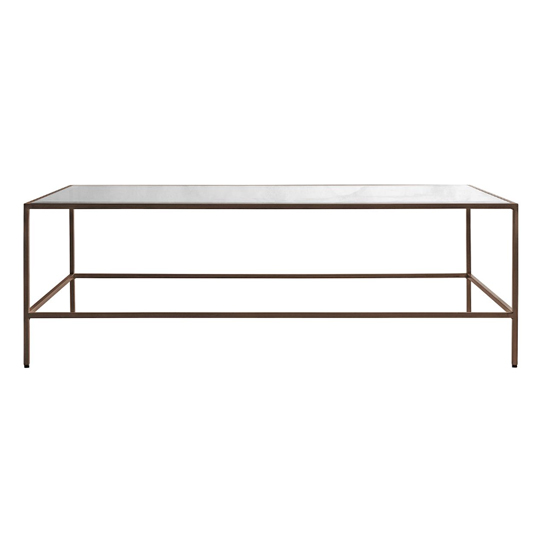 Custer Clear Glass Coffee Table With Bronze Metal Frame