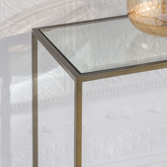 Custer Clear Glass Console Table With Bronze Metal Frame_2