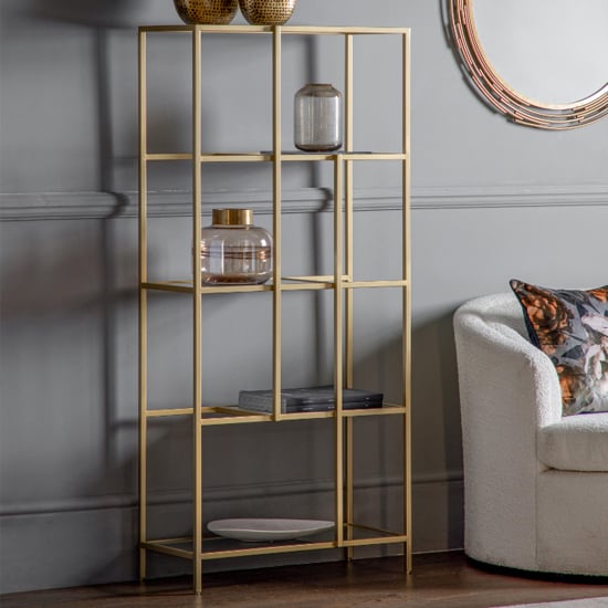 Read more about Custer clear glass display unit with champagne metal frame