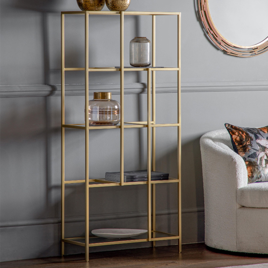 Custer Clear Glass Display Unit With Champagne Metal Frame thumbnail