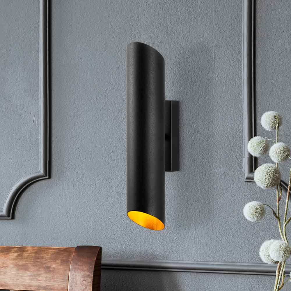 Cut Large Metal Wall Lamp in Black and Gold