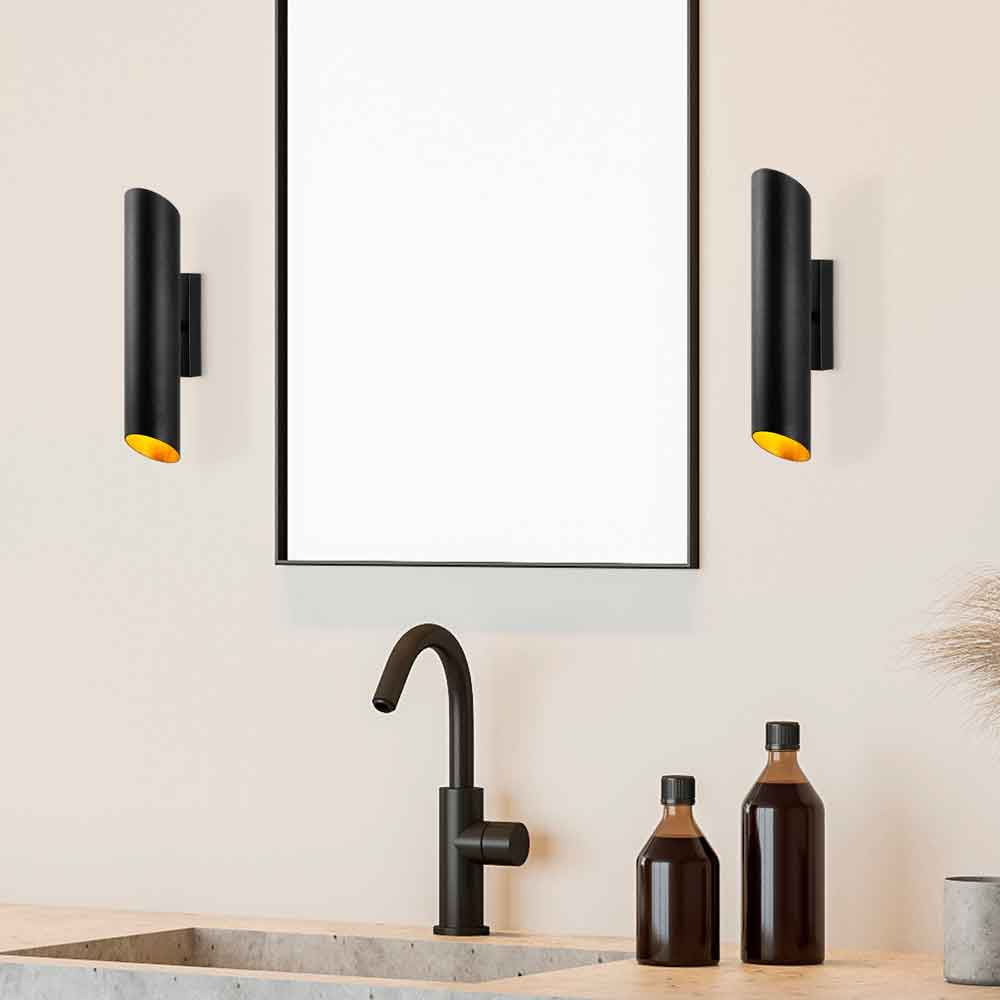 Cut Large Metal Wall Lamp in Black and Gold