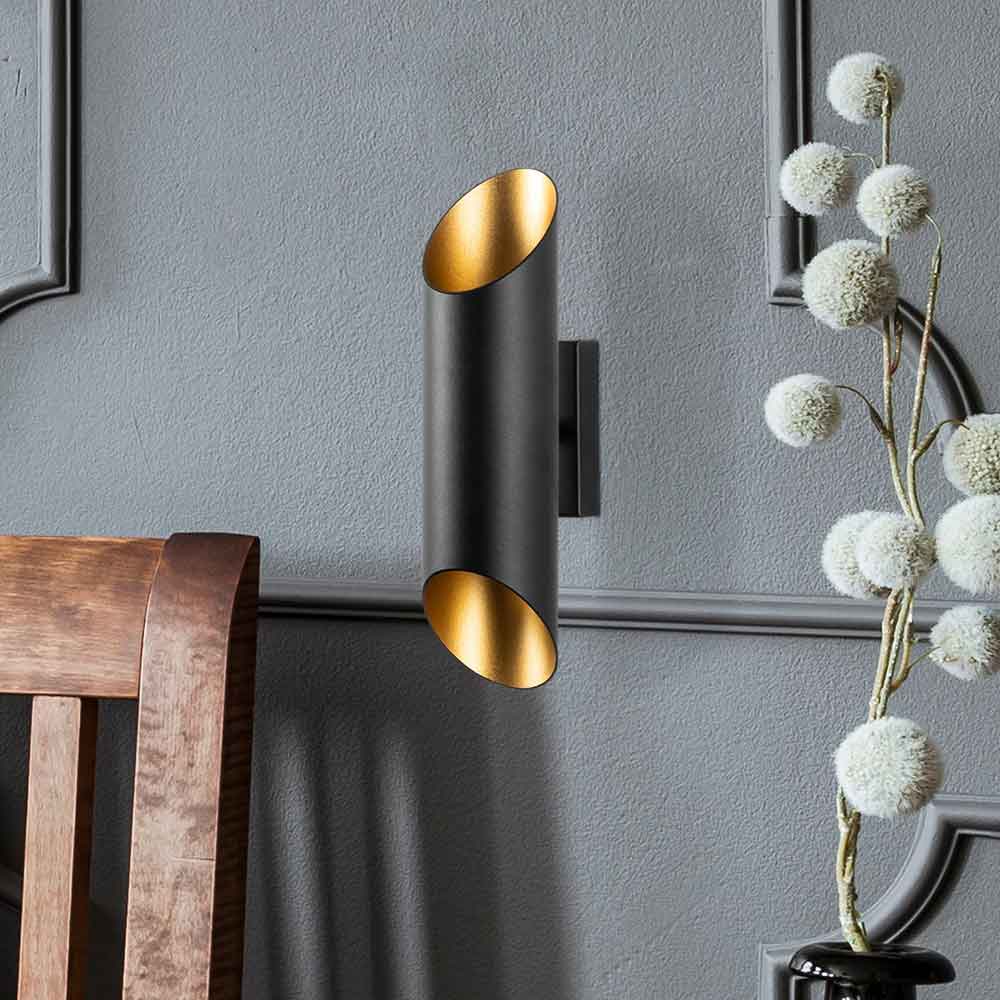 Cut Small Metal Wall Lamp in Black and Gold