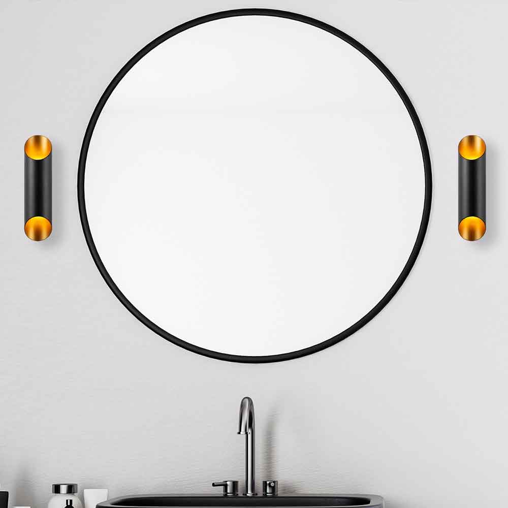 Cut Small Metal Wall Lamp in Black and Gold