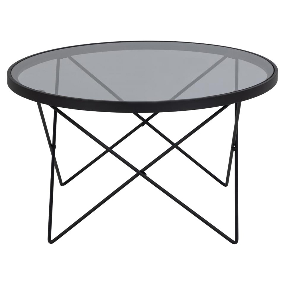Cuxtun Smoked Glass Round Coffee Table With Black Frame