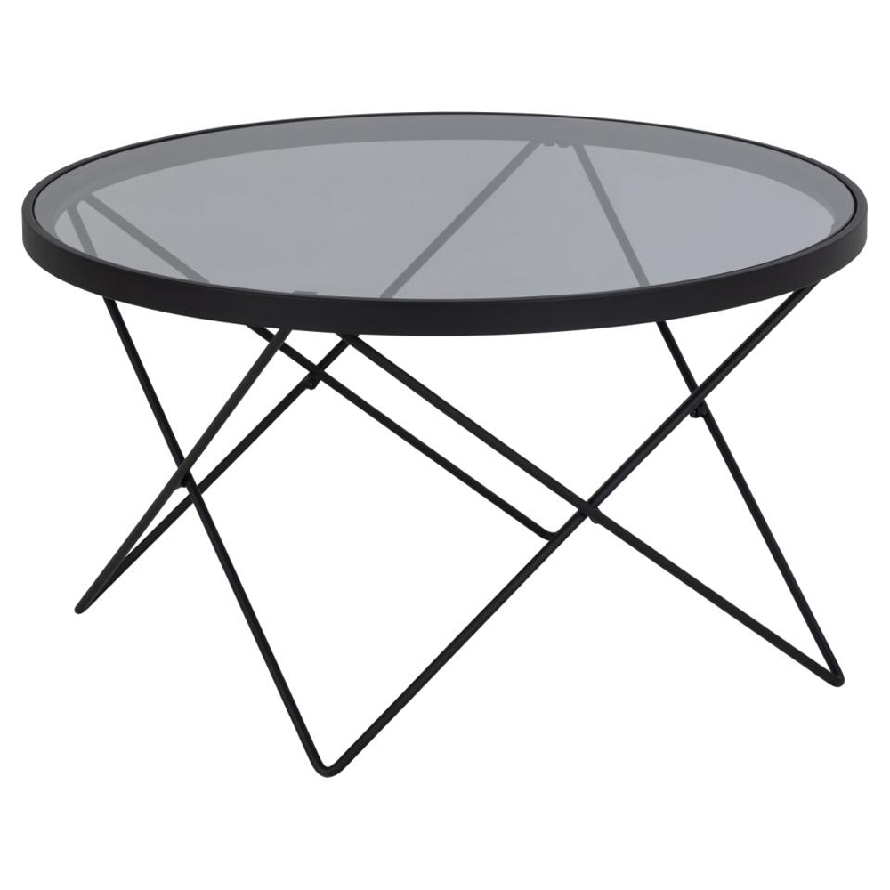Cuxtun Smoked Glass Round Coffee Table With Black Frame