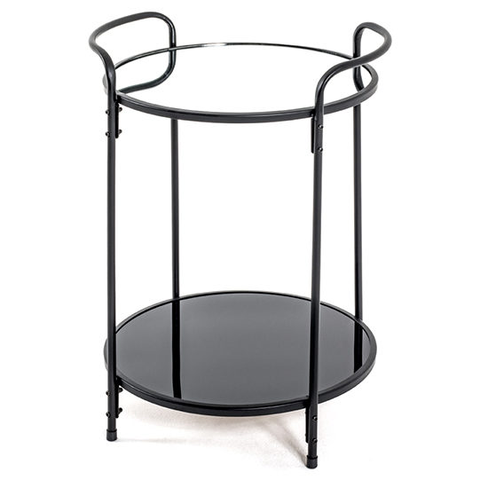 Cuyahoga Round Mirrored Side Table With Black Metal Frame_2