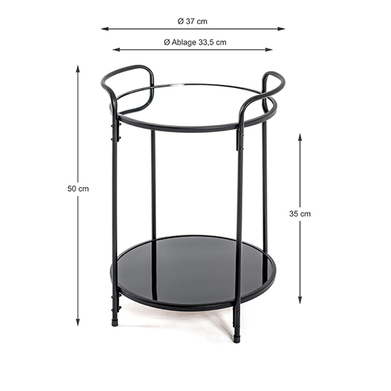 Cuyahoga Round Mirrored Side Table With Black Metal Frame