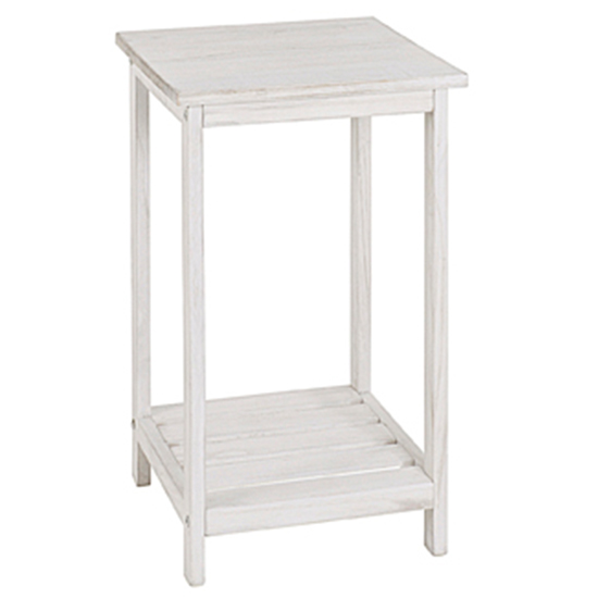 Cuyahoga Wooden Side Table In Wiped White