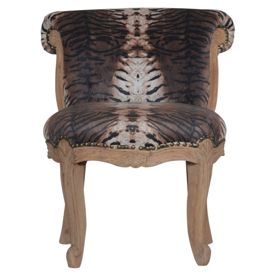 Cuzco Velvet Accent Chair In Tiger Printed And Sunbleach