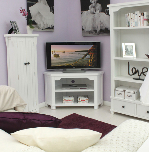 cwr09c - How To Stylishly Integrate White Corner TV Stands For Flat Screens Into Any Room