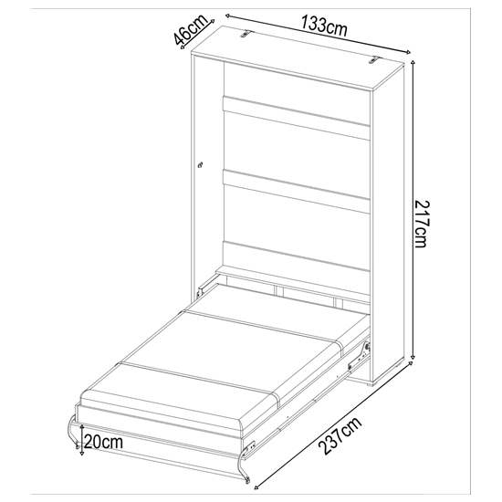 Cyan High Gloss Small Double Bed Wall Vertical In White