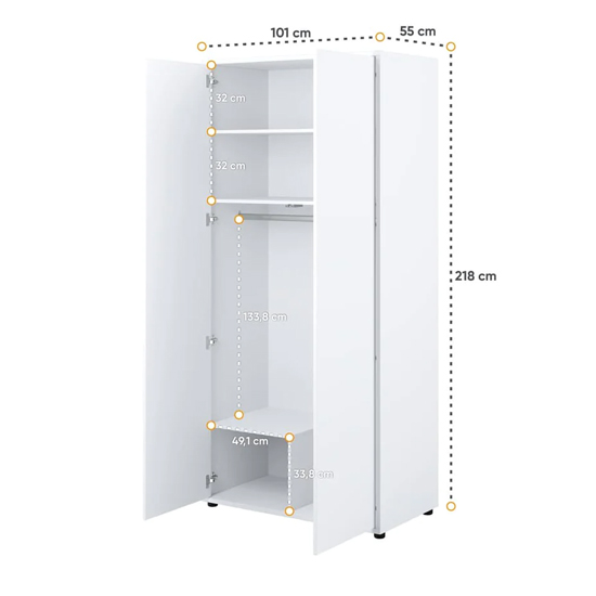 Cyan High Gloss Wardrobe With 2 Doors In White