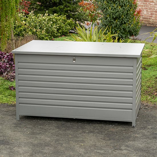 Photo of Cyan large aluminium cushion box in artic grey