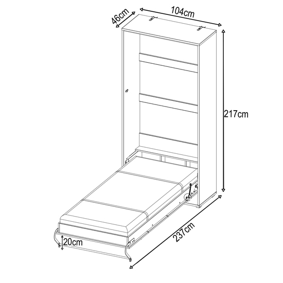 Cyan Wooden Single Bed Wall Vertical In Matt White