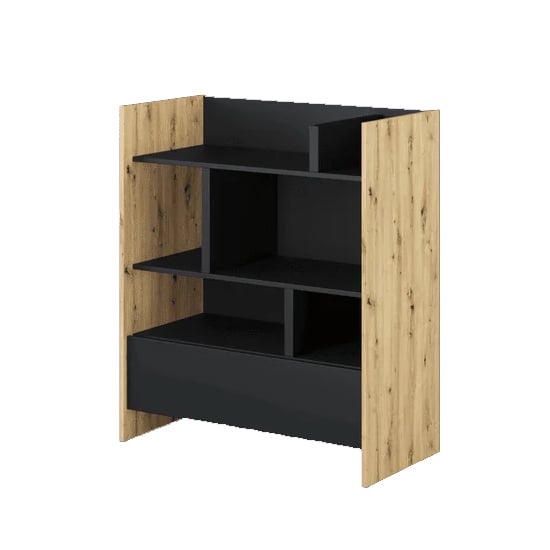 Read more about Cyan wooden bookcase with 1 drawer in artisan oak