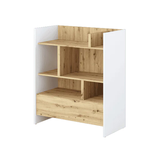 Read more about Cyan wooden bookcase with 1 drawer in white