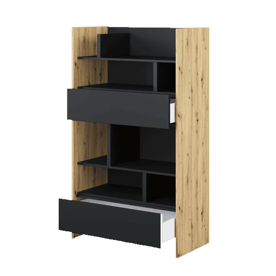 Cyan Wooden Bookcase Medium With 2 Drawers In Artisan Oak
