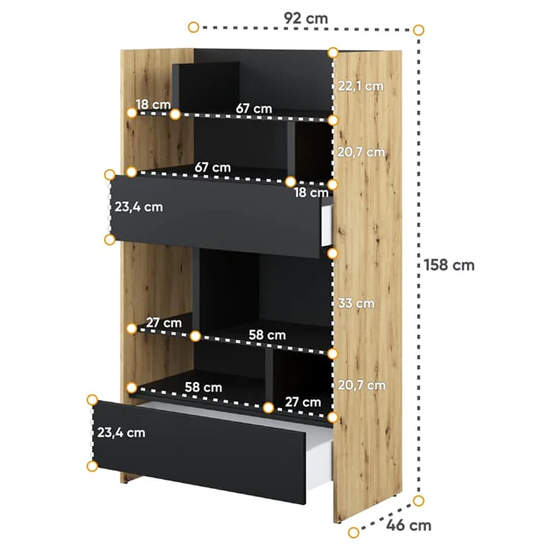 Cyan Wooden Bookcase Medium With 2 Drawers In Artisan Oak