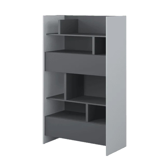 Read more about Cyan wooden bookcase medium with 2 drawers in grey