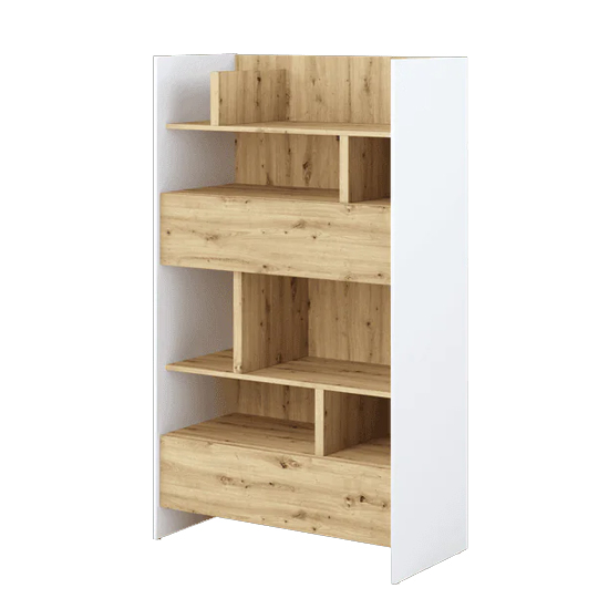 Read more about Cyan wooden bookcase medium with 2 drawers in white