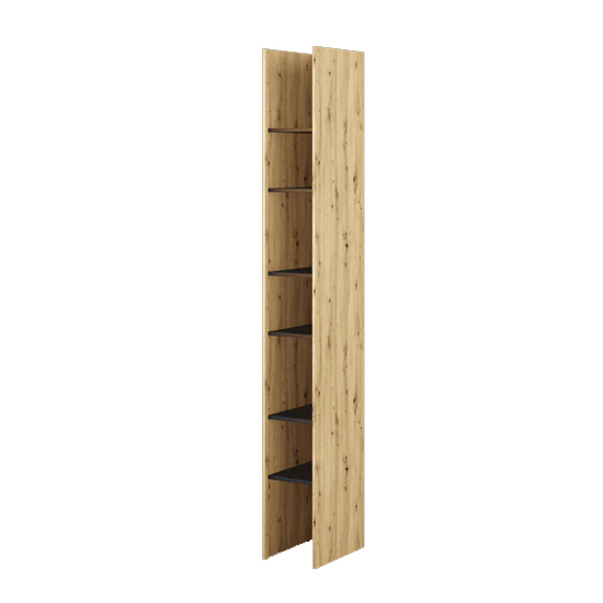 Cyan Wooden Bookcase Narrow With 6 Shelves In Artisan Oak