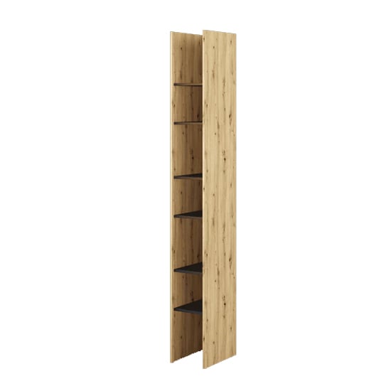 Read more about Cyan wooden bookcase narrow with 6 shelves in artisan oak