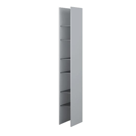 Cyan Wooden Bookcase Narrow With 6 Shelves In Grey