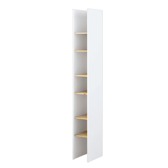 Cyan Wooden Bookcase Narrow With 6 Shelves In White
