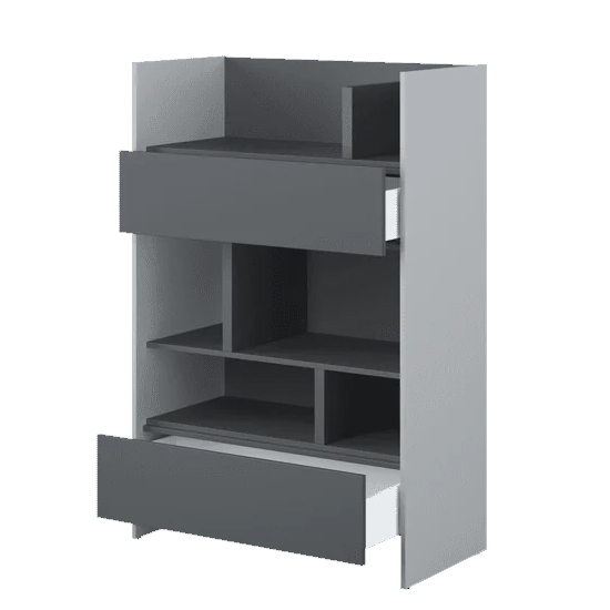 Cyan Wooden Bookcase Small With 2 Drawers In Grey