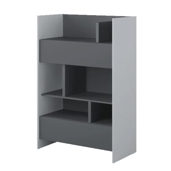 Read more about Cyan wooden bookcase small with 2 drawers in grey