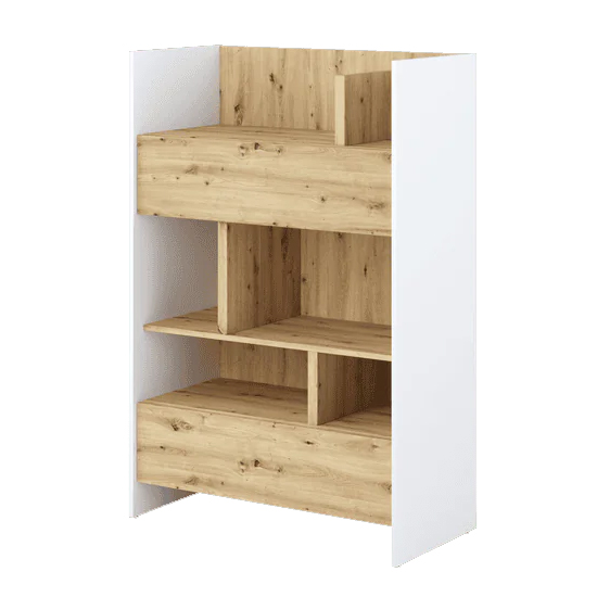 Read more about Cyan wooden bookcase small with 2 drawers in white