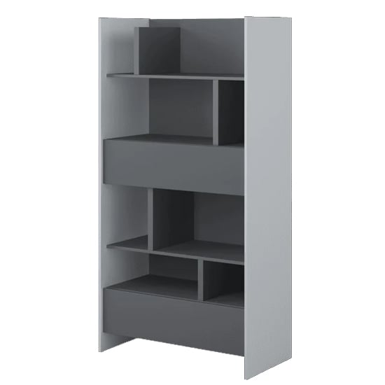 Product photograph of Cyan Wooden Bookcase Tall With 2 Drawers In Grey from Furniture in Fashion