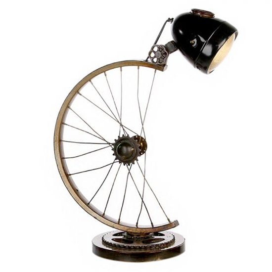 Read more about Cycle iron table lamp in antique brown and gold