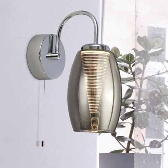 Read more about Cyclone 1 lamp wall light in chrome with smoked glass