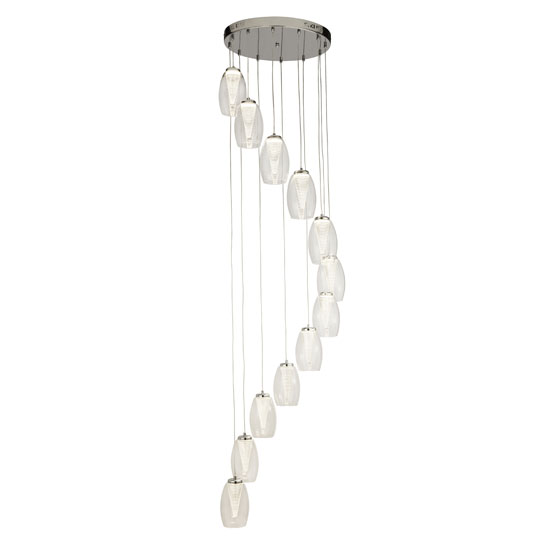 Read more about Cyclone multi drop 12 pendant light in chrome with clear glass