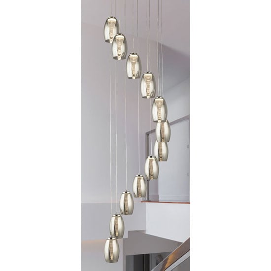 Cyclone Multi Drop 12 Pendant Light In Chrome With Smoked Glass_2