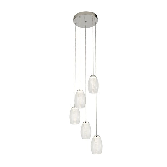 Cyclone Multi Drop 5 Pendant Light In Chrome With Clear Glass