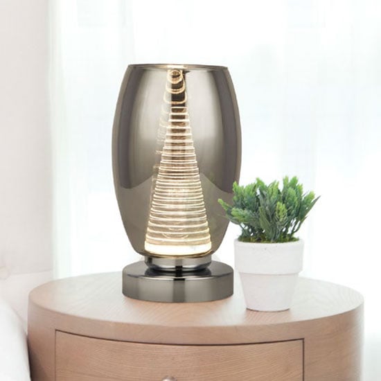 Read more about Cyclone table lamp in chrome with smoked glass