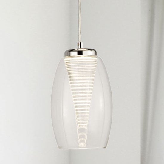 Photo of Cyclone wall hung 1 pendant light in chrome with clear glass